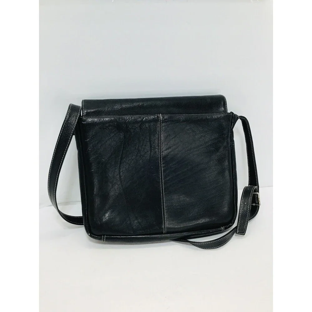Latico Natural Leather LARGE Yosemite Messenger Bag Laptop Unisex Men Black